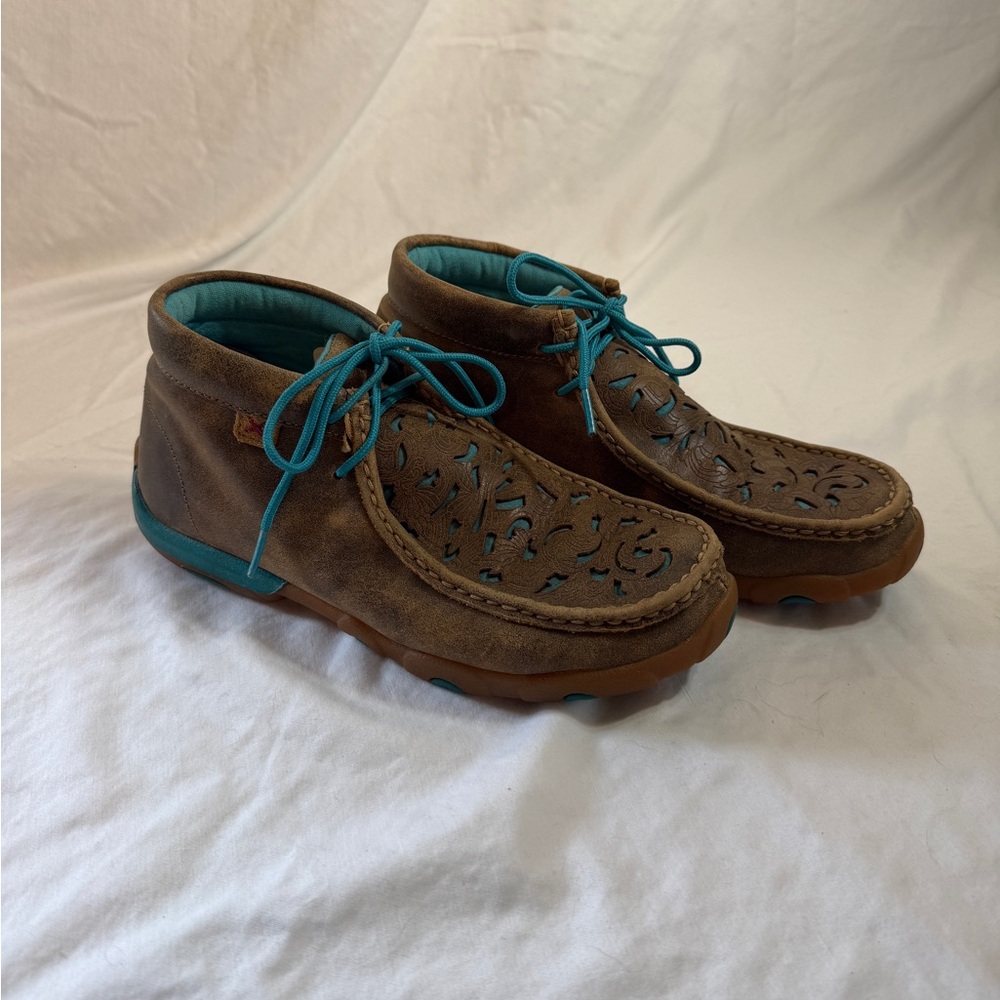TwistedX Brown Suede Casual Chukka with Teal Accents